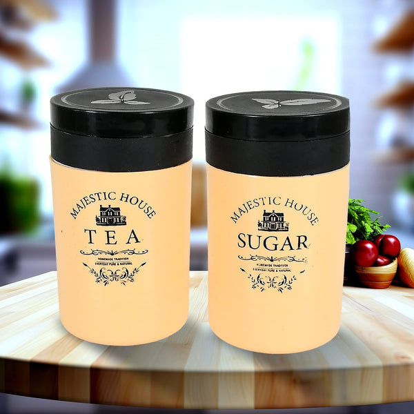 Accurate Seal Tea Sugar Coffee Container, Plastic Damru Shaped Tea, Coffee, Sugar Canisters Jar, New Airtight Food Seal Containers for Salt, Dry Fruit, Grocery 2 Section (800 ML Approx)