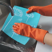 Multipurpose Rubber Reusable Cleaning Gloves, Reusable Rubber Hand Gloves I Latex Safety Gloves I for Washing I Cleaning Kitchen I Gardening I Sanitation I Wet and Dry Use Orange Gloves (1 Pair 40 Gm)