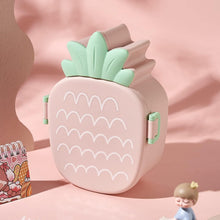 Kids Lunch Box Cute Pineapple Shaped Bento Box with Fork Spoon Snack Candy Container Microwave Portable Office Lunch Box (1 Pc / With Spoon & Fork)