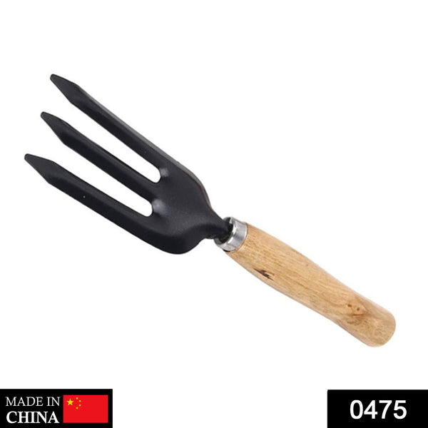 Black steel weeding fork for gardening.