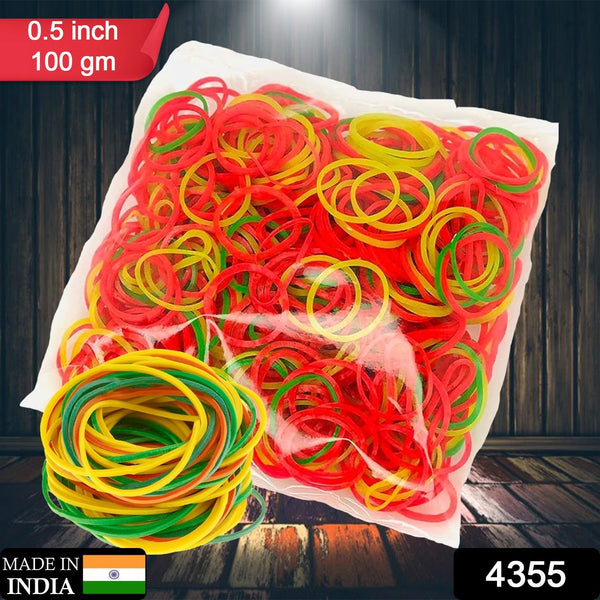 Multicolor Rubber Bands (Elastic & Reusable, Office & Home / 0.5 Inch 100GM)