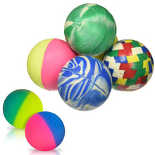 Multiple bouncy balls showcasing their vibrant colors and bounce.