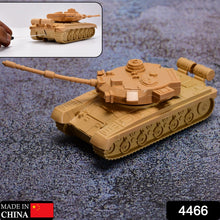 Army tank toy with pull back feature, close-up view