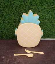 Kids Lunch Box Cute Pineapple Shaped Bento Box with Fork Spoon Snack Candy Container Microwave Portable Office Lunch Box (1 Pc / With Spoon & Fork)