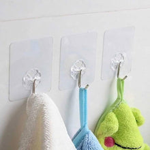 Self Adhesive Transparent Sticky Plastic  Stainless Steel Wall Hooks (10 Pcs Set)