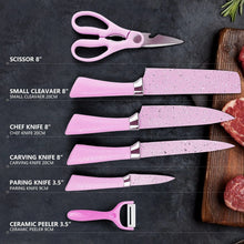 Stainless Steel Non Stick Ceramic Coating 6 Pcs Chef Kitchen Knife Set With Scissor  Peeler